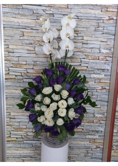 MOR & BEYAZ ORKİDE ARANJMANI